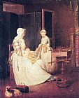 Jean Baptiste Simeon Chardin Famous Paintings - The Diligent Mother